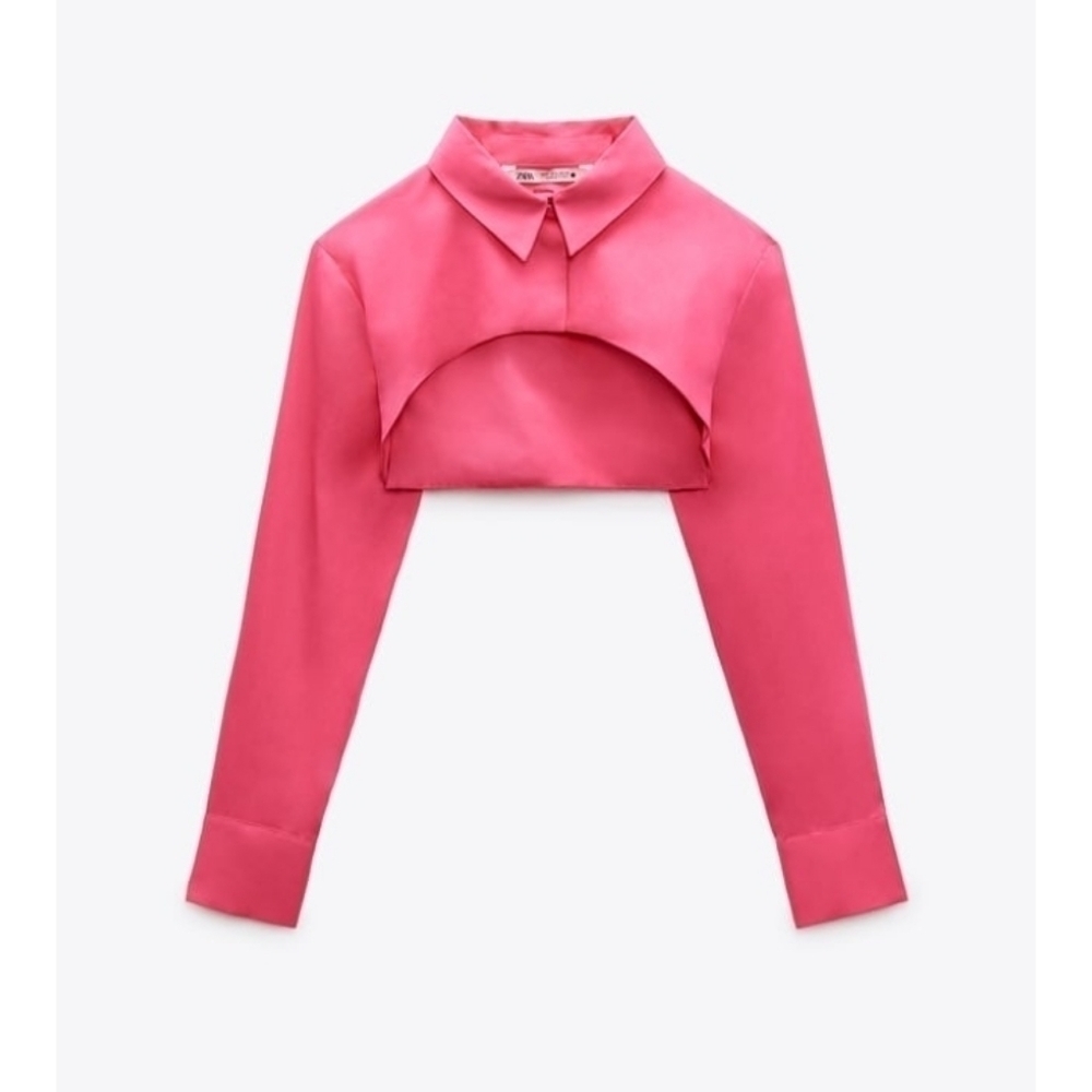 Zara POPLIN CROPPED TOP - Picture 1 of 8